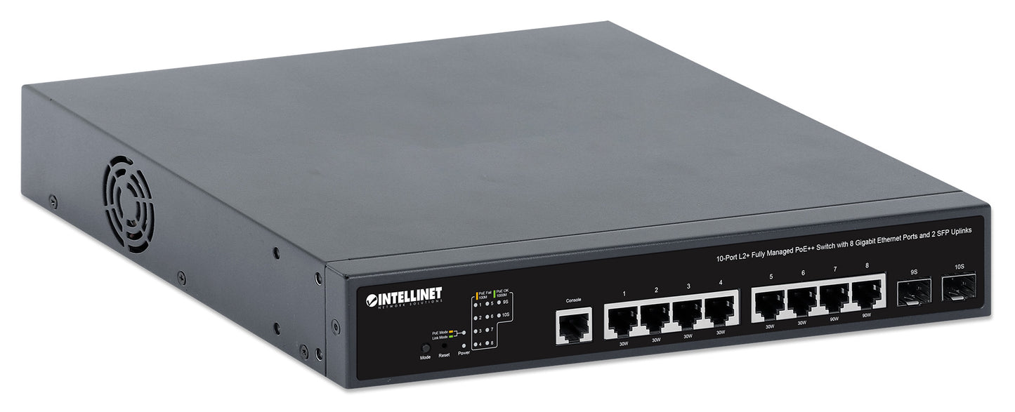 10-Port L2+ Fully Managed PoE++ Switch with 8 Gigabit Ethernet Ports and 2 SFP Uplinks Image 3