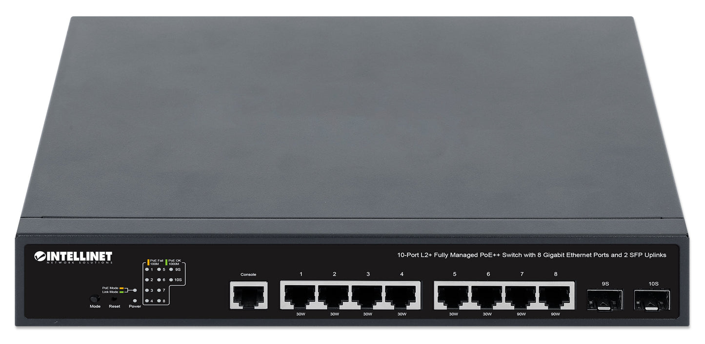 10-Port L2+ Fully Managed PoE++ Switch with 8 Gigabit Ethernet Ports and 2 SFP Uplinks Image 4