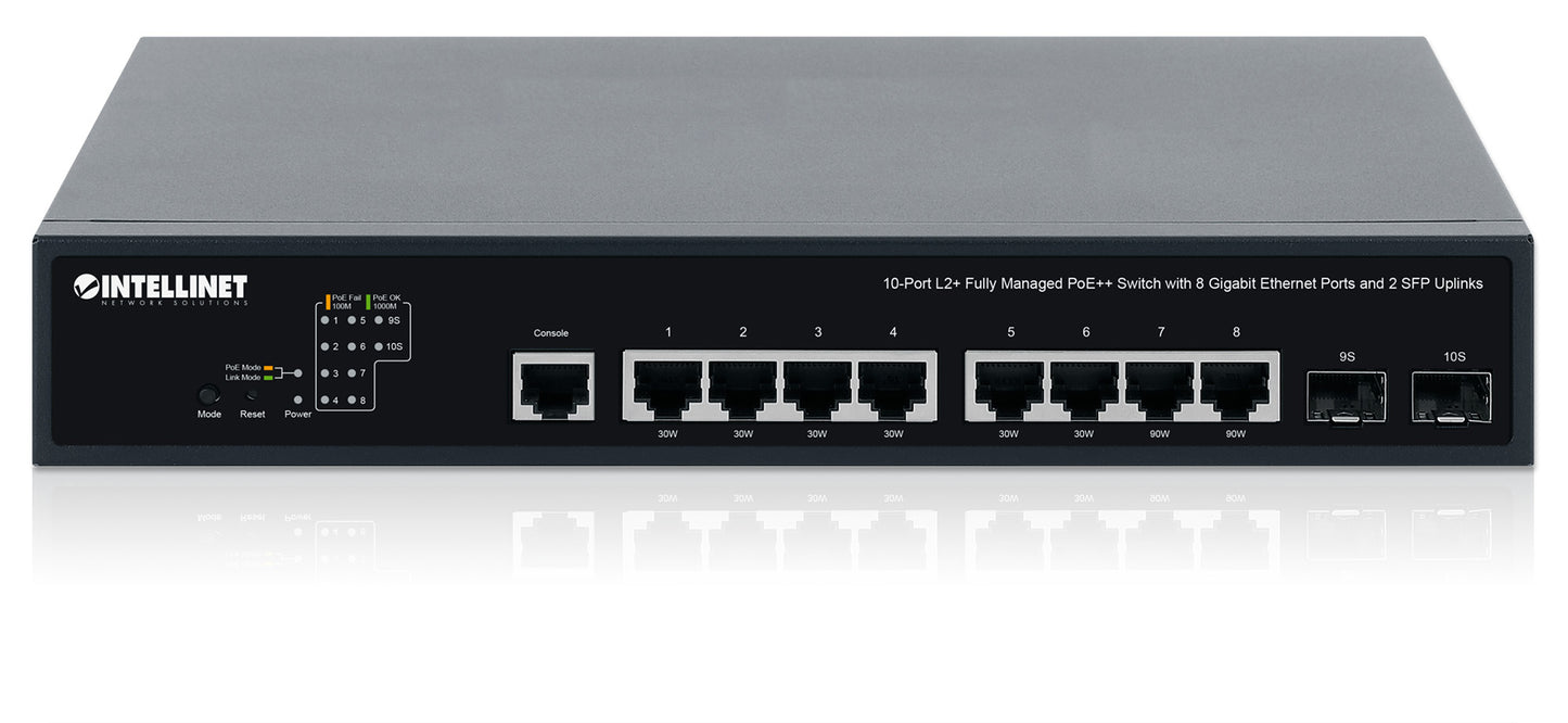 10-Port L2+ Fully Managed PoE++ Switch with 8 Gigabit Ethernet Ports and 2 SFP Uplinks Image 6
