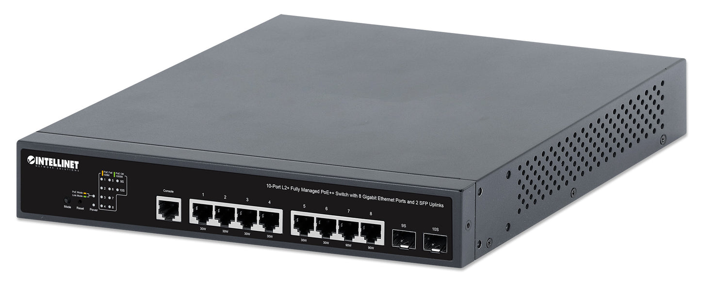 10-Port L2+ Fully Managed PoE++ Switch with 8 Gigabit Ethernet Ports and 2 SFP Uplinks Image 1
