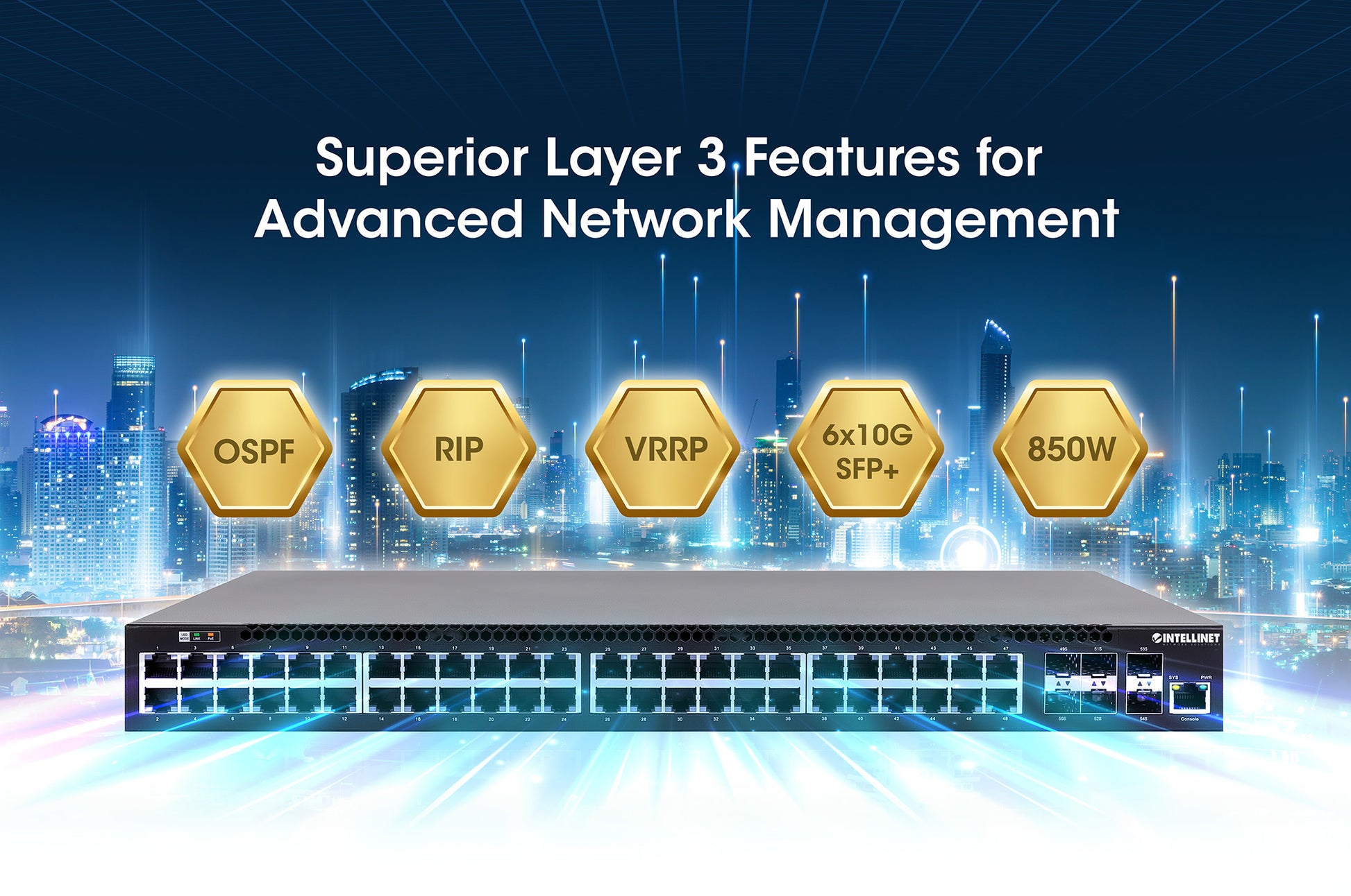 54-Port L3 Fully Managed PoE+ Switch with 48 Gigabit Ethernet Ports and 6 SFP+ Uplinks Image 12