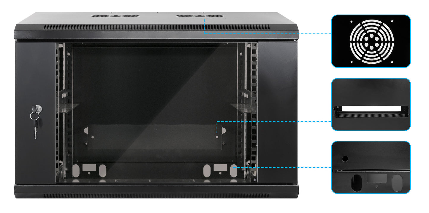 19" Wallmount Cabinet, 6U, 450 mm (17.7 in.) Depth, Black Image 6