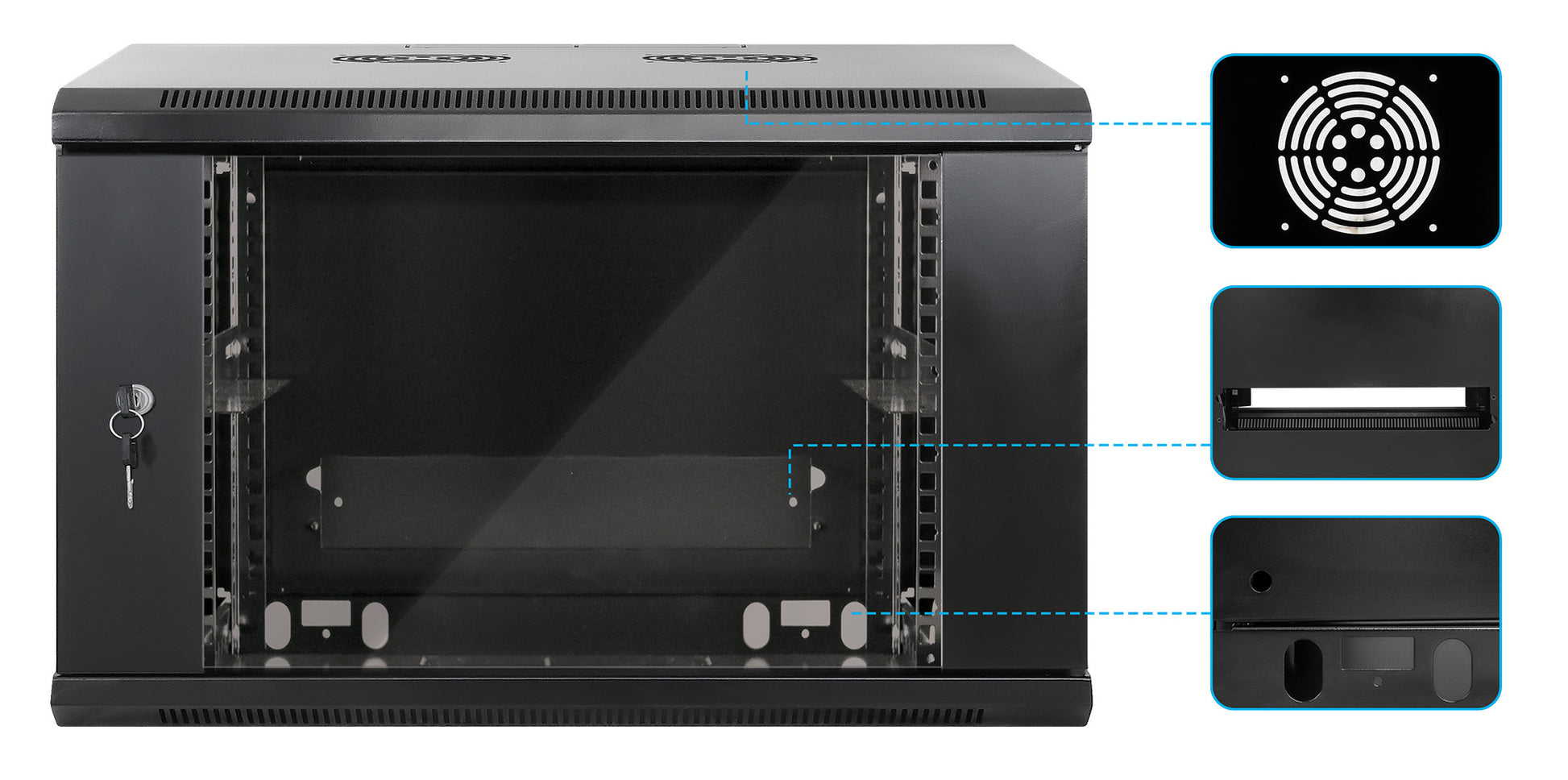 19" Wallmount Cabinet, 6U, 450 mm (17.7 in.) Depth, Black Image 6