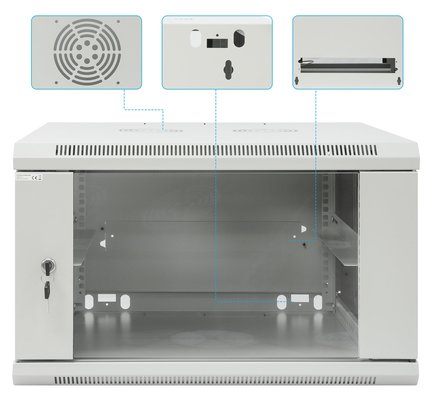19" Wallmount Cabinet, 6U, 600 mm (23.6 in.) Depth, Gray Image 9