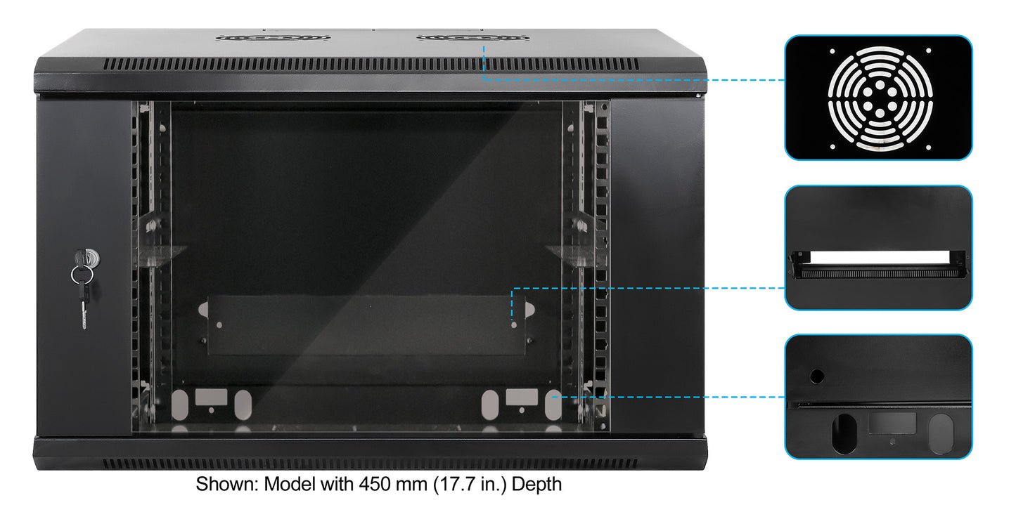 19" Wallmount Cabinet, 6U, 600 mm (23.6 in.) Depth, Black Image 6