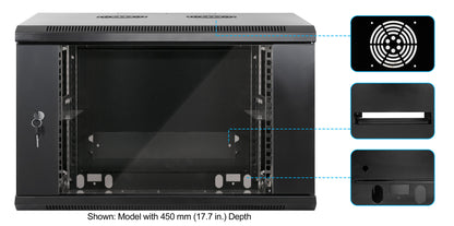 6U 19" Wall Mount Network Cabinet, Standard Line, 600 mm (23.6 in.) Depth, Black Image 6