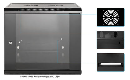 9U 19" Wall Mount Network Cabinet, Standard Line, 450 mm (17.7 in.) Depth, Black Image 6