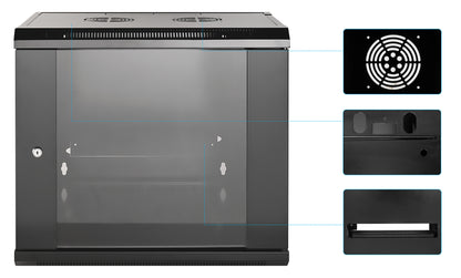 9U 19" Wall Mount Network Cabinet, Standard Line, 600 mm (23.6 in.) Depth, Black Image 6