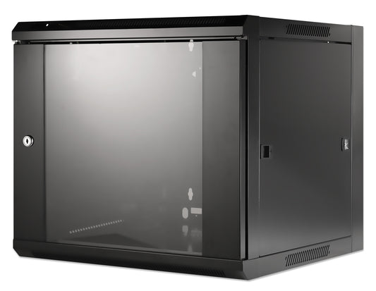 9U 19" Wall Mount Network Cabinet, Standard Line, 600 mm (23.6 in.) Depth, Black Image 1