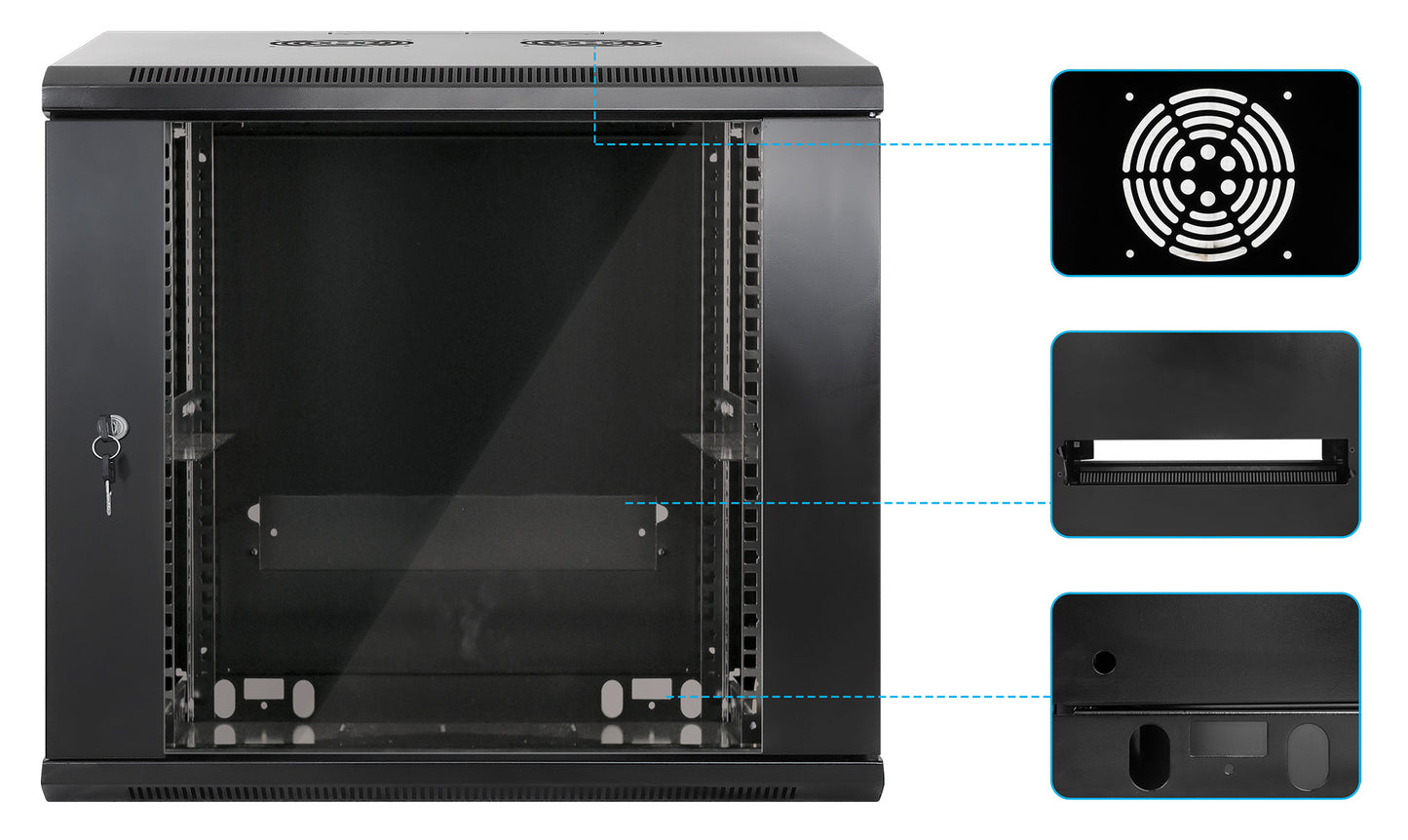 19" Wallmount Cabinet, 9U, 450 mm (17.7 in.) Depth, Black Image 6