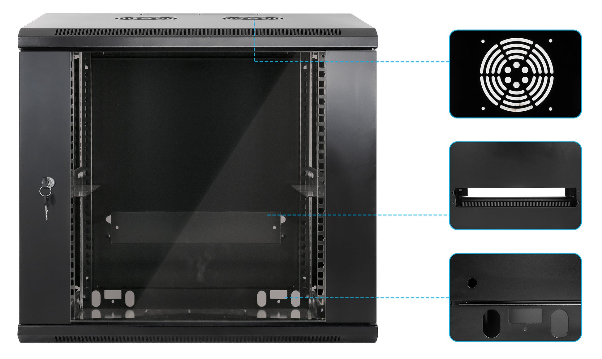 19" Wallmount Cabinet, 9U, 450 mm (17.7 in.) Depth, Black Image 6