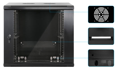 9U 19" Wall Mount Network Cabinet, Standard Line, 450 mm (17.7 in.) Depth, Black Image 6