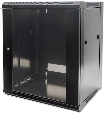12U 19" Wall Mount Network Cabinet, Standard Line, 600 mm (23.6 in.) Depth, Black Image 1