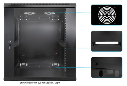 12U 19" Wall Mount Network Cabinet, 450 mm (17.7 in.) Depth, Black Image 6