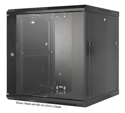 12U 19" Wall Mount Network Cabinet, 450 mm (17.7 in.) Depth, Black Image 1