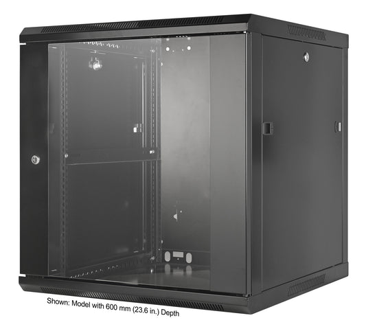 12U 19" Wall Mount Network Cabinet, 450 mm (17.7 in.) Depth, Black Image 1