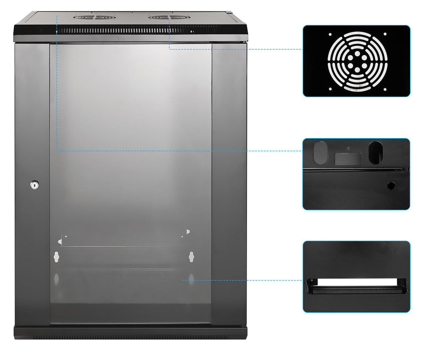 19" Wallmount Cabinet, 15U, 450 mm (17.7 in.) Depth, Black Image 6