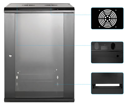 19" Wallmount Cabinet, 15U, 450 mm (17.7 in.) Depth, Black Image 6
