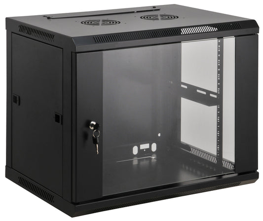 15U 19" Wall Mount Network Cabinet, Standard Line, 450 mm (17.7 in.) Depth, Black Image 1