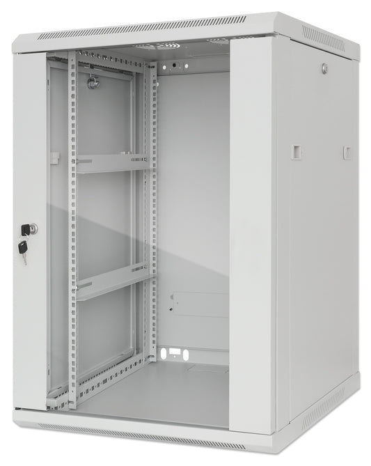 15U 19" Wall Mount Network Cabinet, Standard Line, 450 mm (17.7 in.) Depth, Gray Image 1