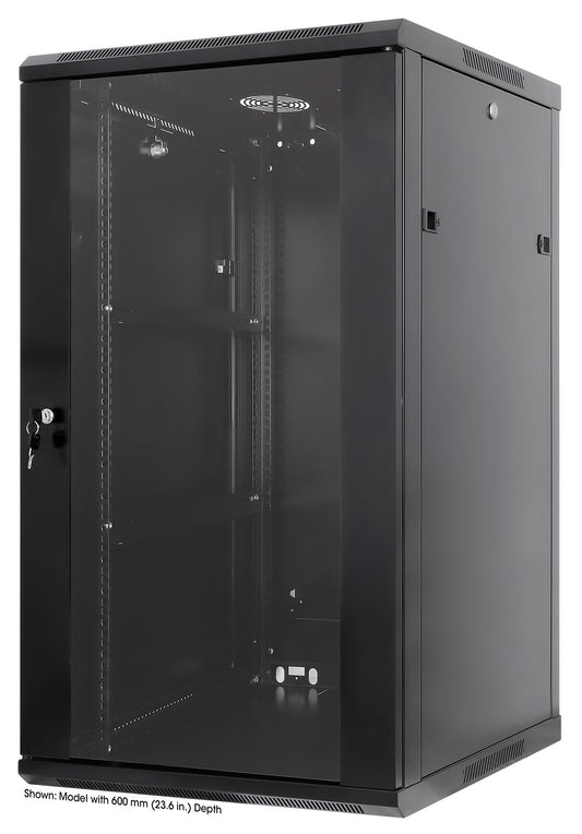 20U 19" Wall Mount Network Cabinet, Standard Line, 450 mm (17.7 in.) Depth, Black Image 1