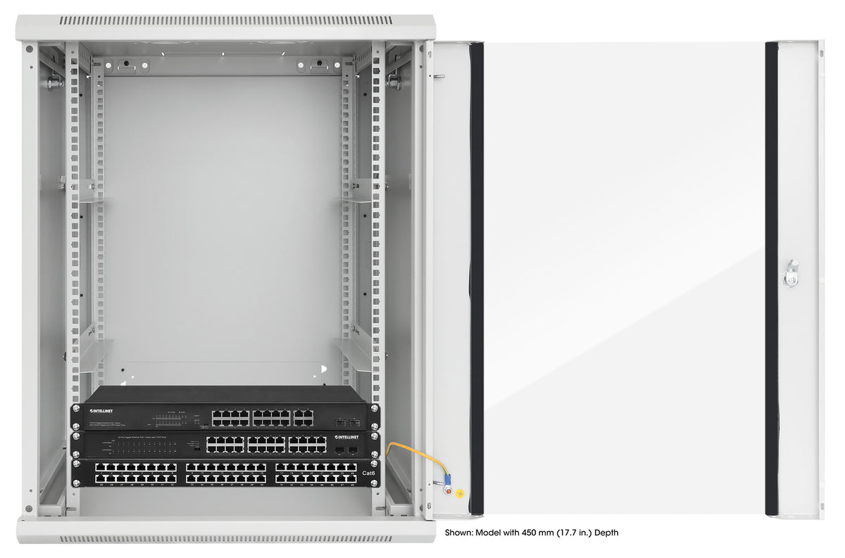 20U 19" Wall Mount Network Cabinet, 600 mm (23.6 in.) Depth, Gray Image 7