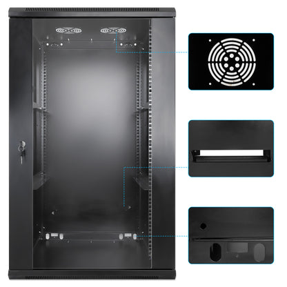20U 19" Wall Mount Network Cabinet, Standard Line, 600 mm (23.6 in.) Depth, Black Image 8