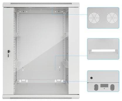19" Wallmount Cabinet, 20U, 450 mm (17.7 in.) Depth, Gray Image 8
