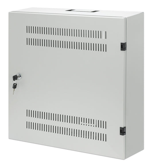 Low-Profile 19" Wall Mount Network Cabinet with 4U Horizontal and 2U Vertical Rails, Gray Image 1