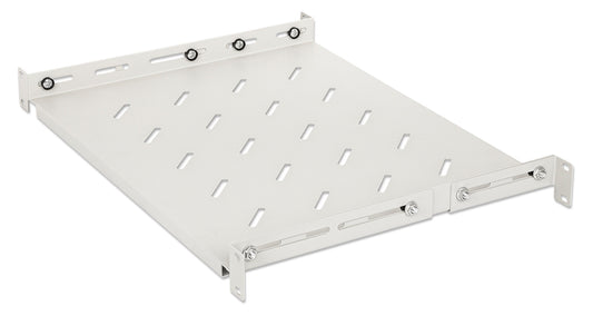 19" Shelf with Variable Rails for Fixed Mounting, Shelf Depth 350 mm, Gray Image 1