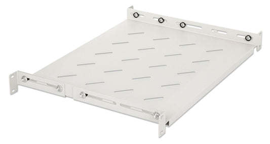 19" Shelf with Variable Rails for Fixed Mounting, Shelf Depth 350 mm, Gray Image 2