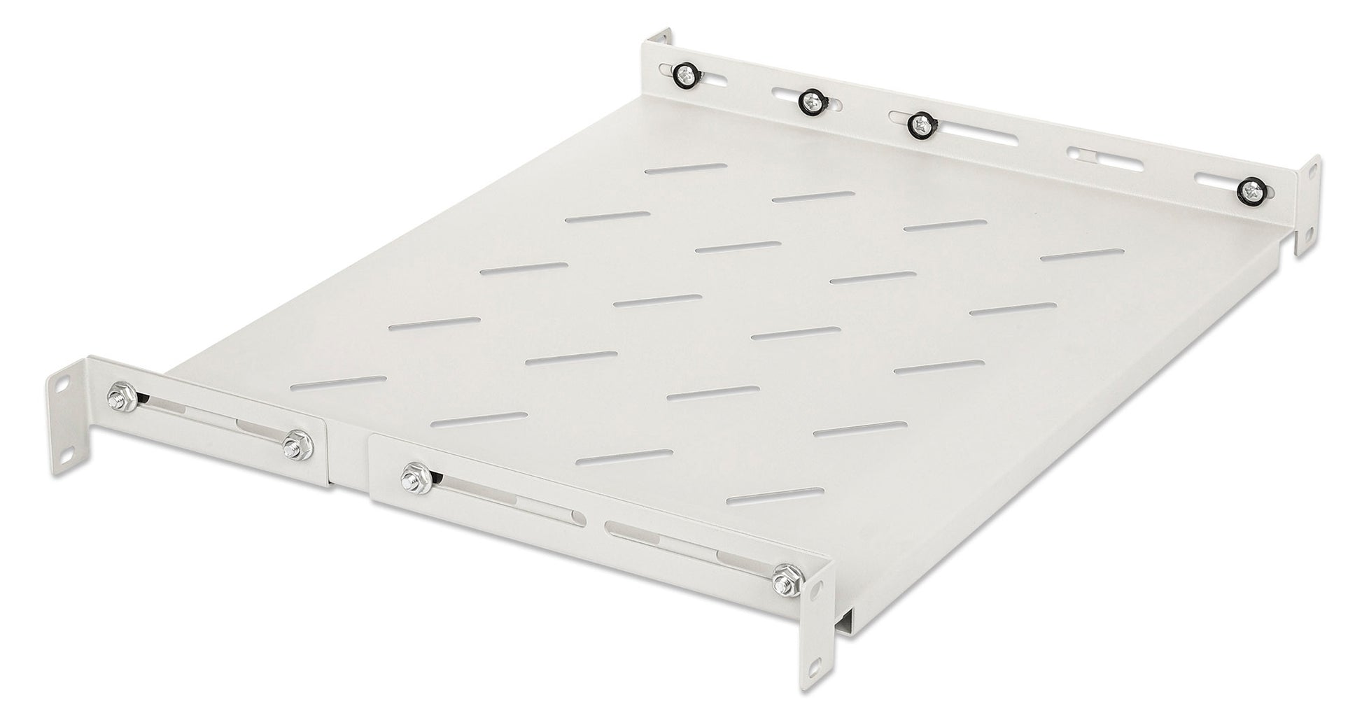 19" Shelf with Variable Rails for Fixed Mounting, 1U, 350 mm Depth, Gray Image 2