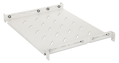 19" Shelf with Variable Rails for Fixed Mounting, 1U, 350 mm Depth, Gray Image 1