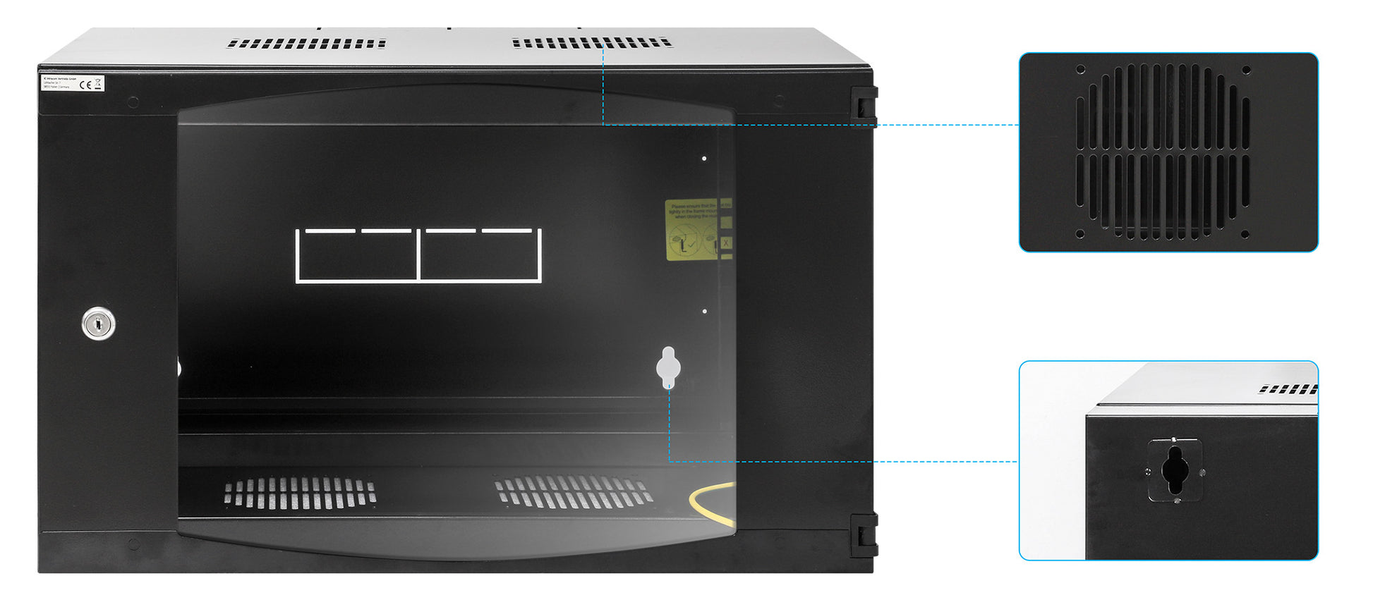 19" Double Section Wallmount Cabinet, 6U, 450 mm (17.7 in.) Depth, Black Image 8