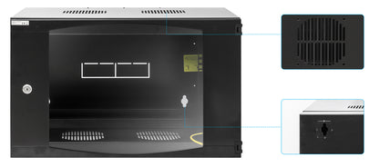 19" Double Section Wallmount Cabinet, 6U, 450 mm (17.7 in.) Depth, Black Image 8