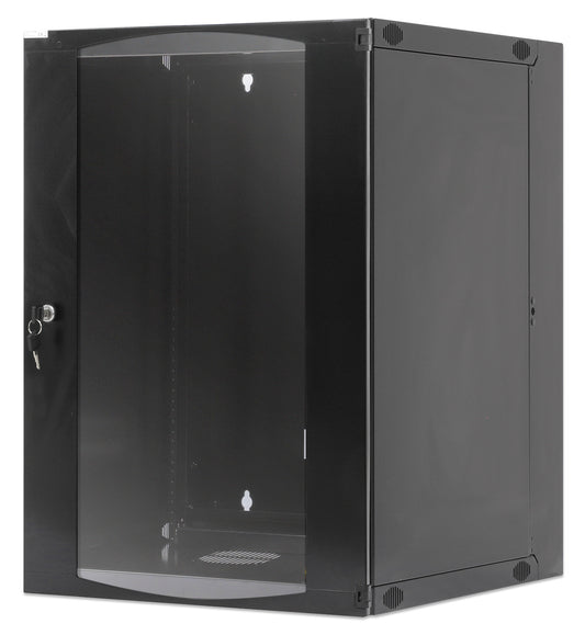19" Double Section Wallmount Cabinet, 15U, 450 mm (17.7 in.) Depth, Black Image 1