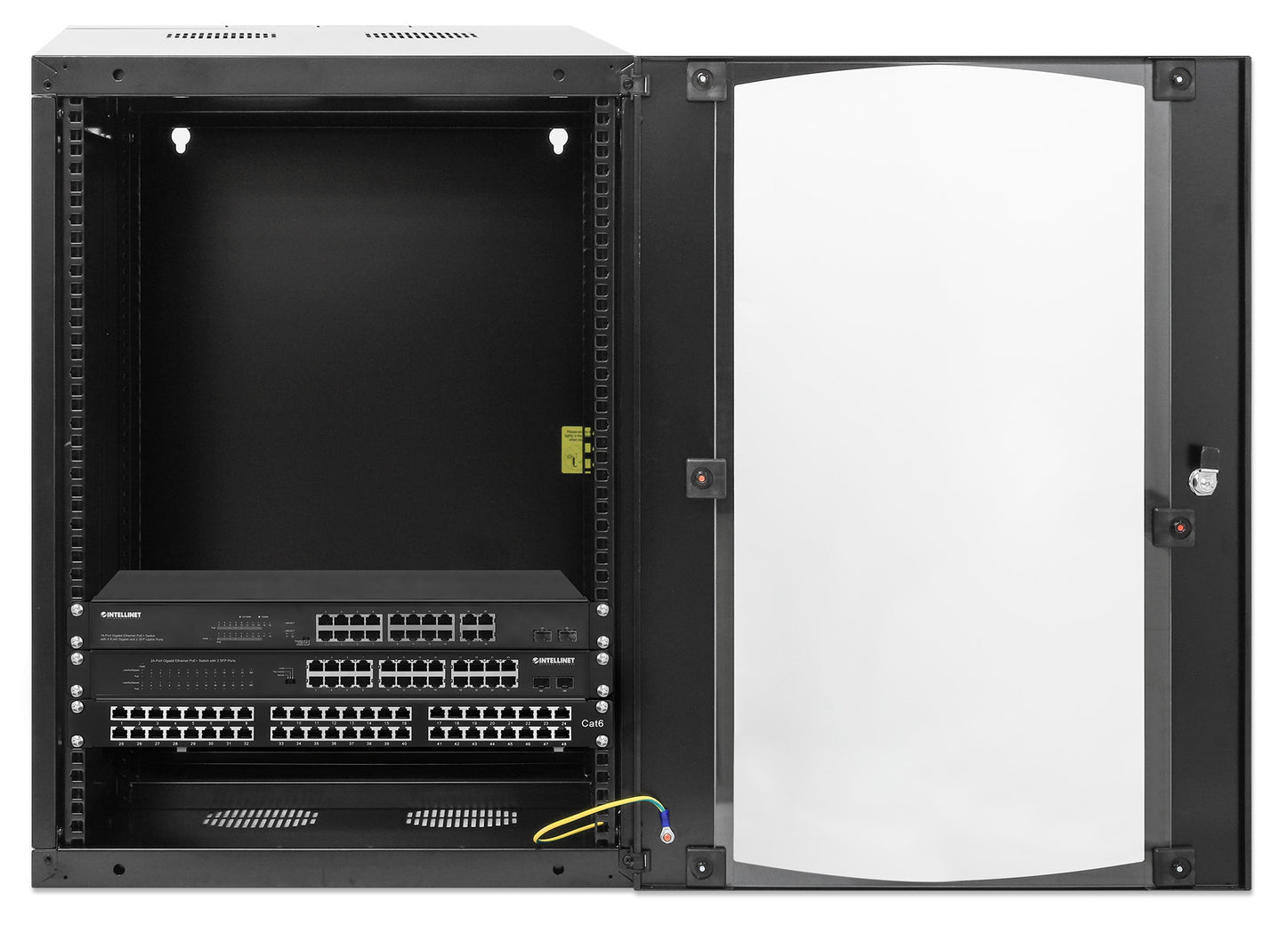 19" Double Section Wallmount Cabinet, 15U, 450 mm (17.7 in.) Depth, Black Image 4
