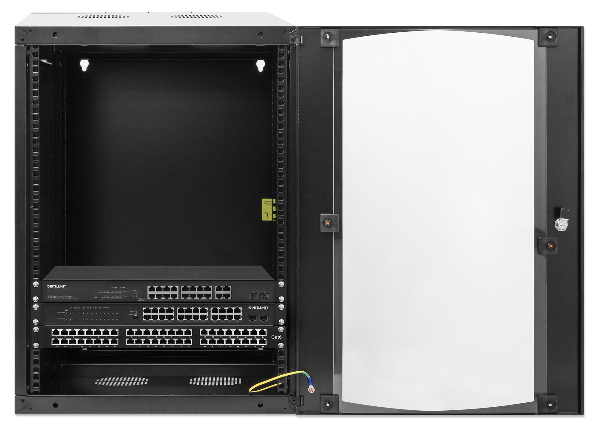 19" Double Section Wallmount Cabinet, 15U, 450 mm (17.7 in.) Depth, Black Image 4