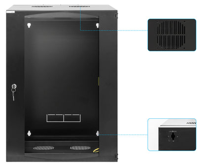 19" Double Section Wallmount Cabinet, 15U, 450 mm (17.7 in.) Depth, Black Image 7