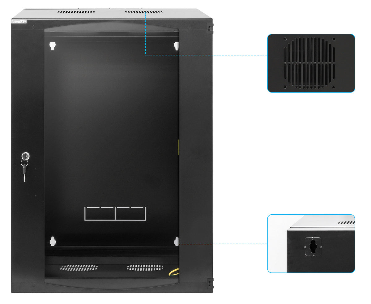 15U 19" Swing Out Wall Mount Network Cabinet, Standard Line, 450 mm (17.7 in.) Depth, Black Image 7