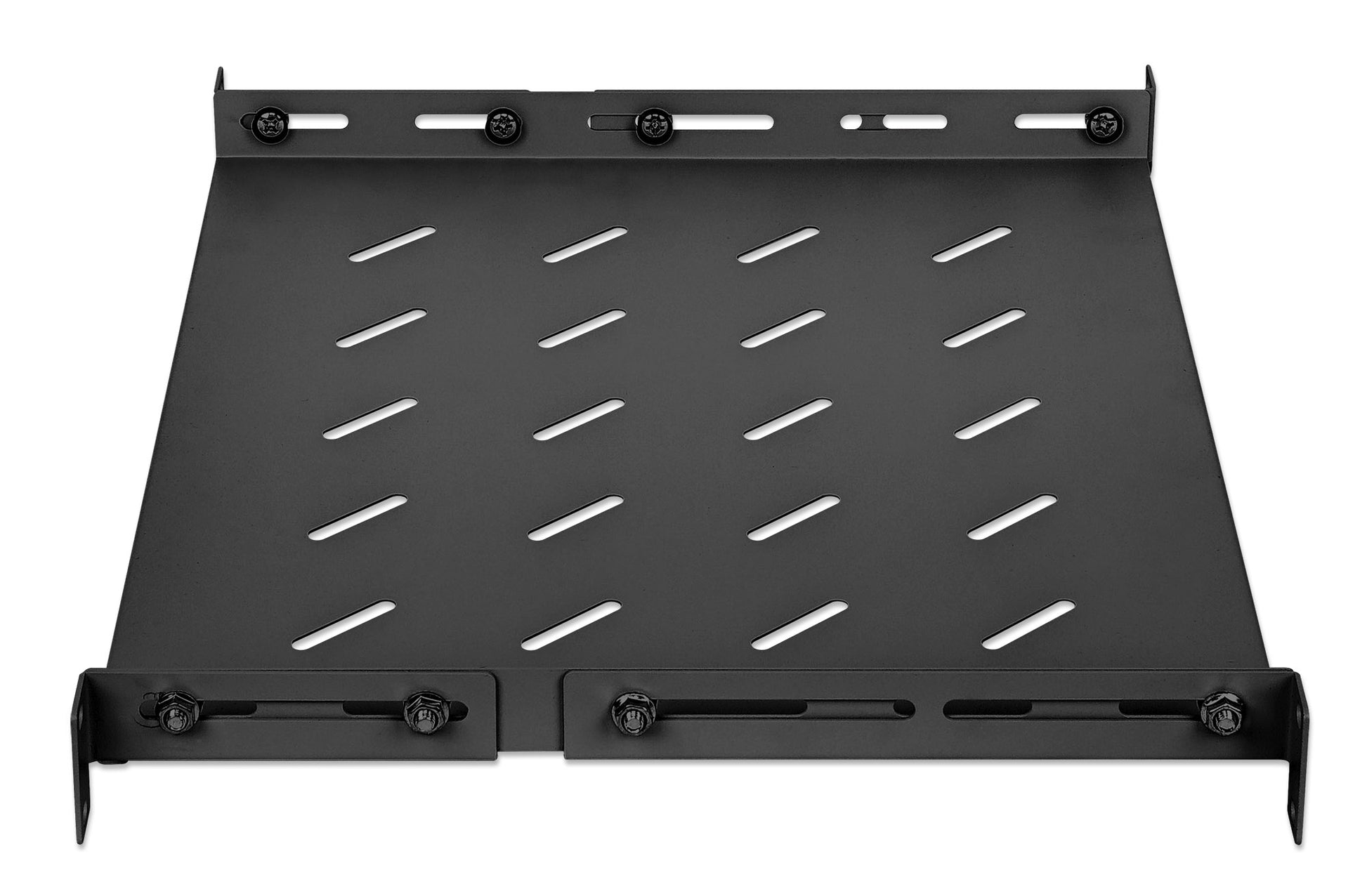 19" Shelf with Variable Rails for Fixed Mounting, 1U, 350 mm Depth, Black Image 4