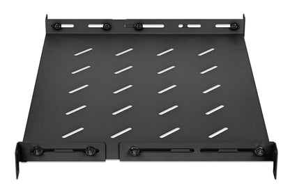 19" Shelf with Variable Rails for Fixed Mounting, 1U, 350 mm Depth, Black Image 4