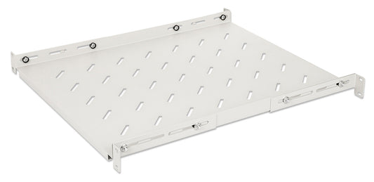19" Shelf with Variable Rails for Fixed Mounting, Shelf Depth 550 mm, Gray Image 1