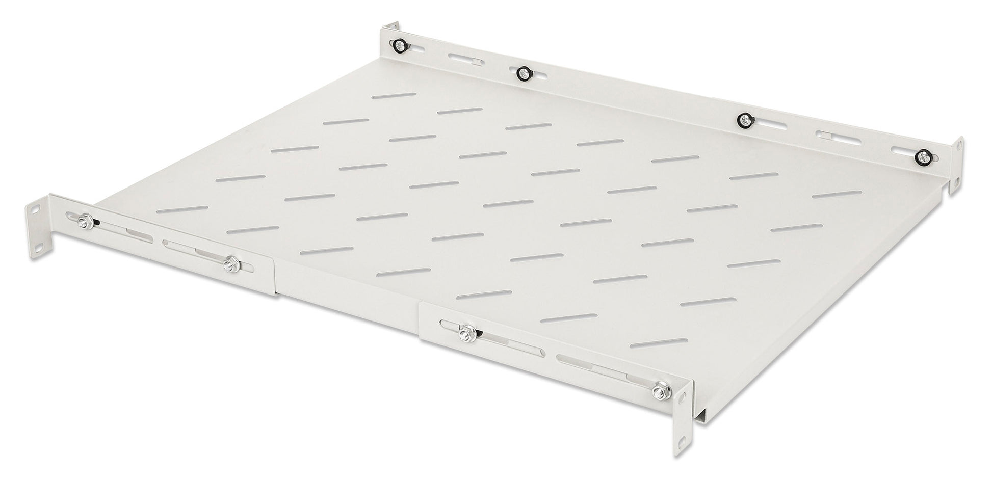 19" Shelf with Variable Rails for Fixed Mounting, Shelf Depth 550 mm, Gray Image 2