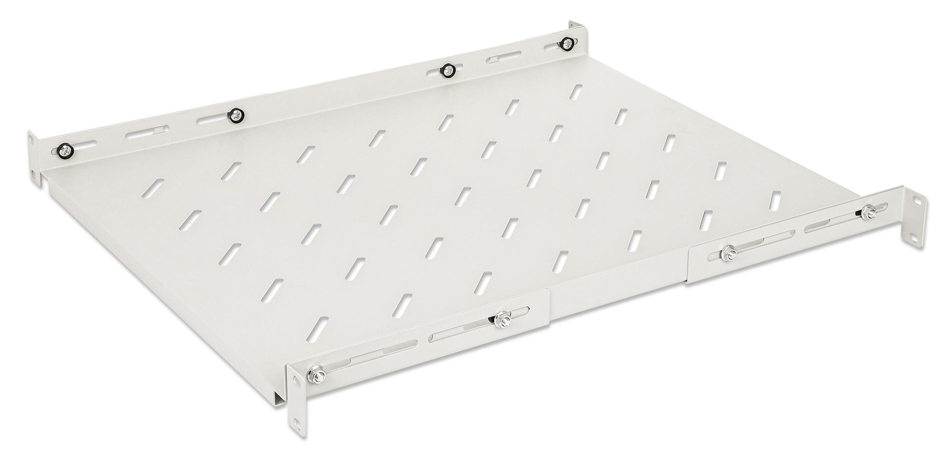 19" Shelf with Variable Rails for Fixed Mounting, Shelf Depth 550 mm, Gray Image 1