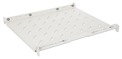 19" Shelf with Variable Rails for Fixed Mounting, Shelf Depth 550 mm, Gray Image 1