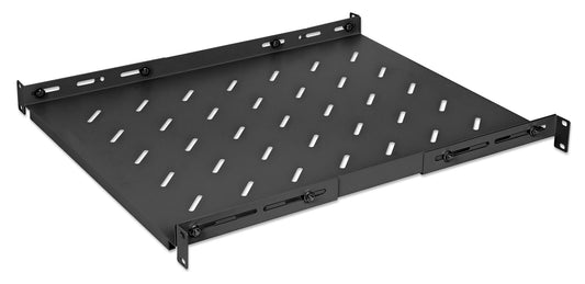 19" Shelf with Variable Rails for Fixed Mounting, Shelf Depth 550 mm, Black Image 1