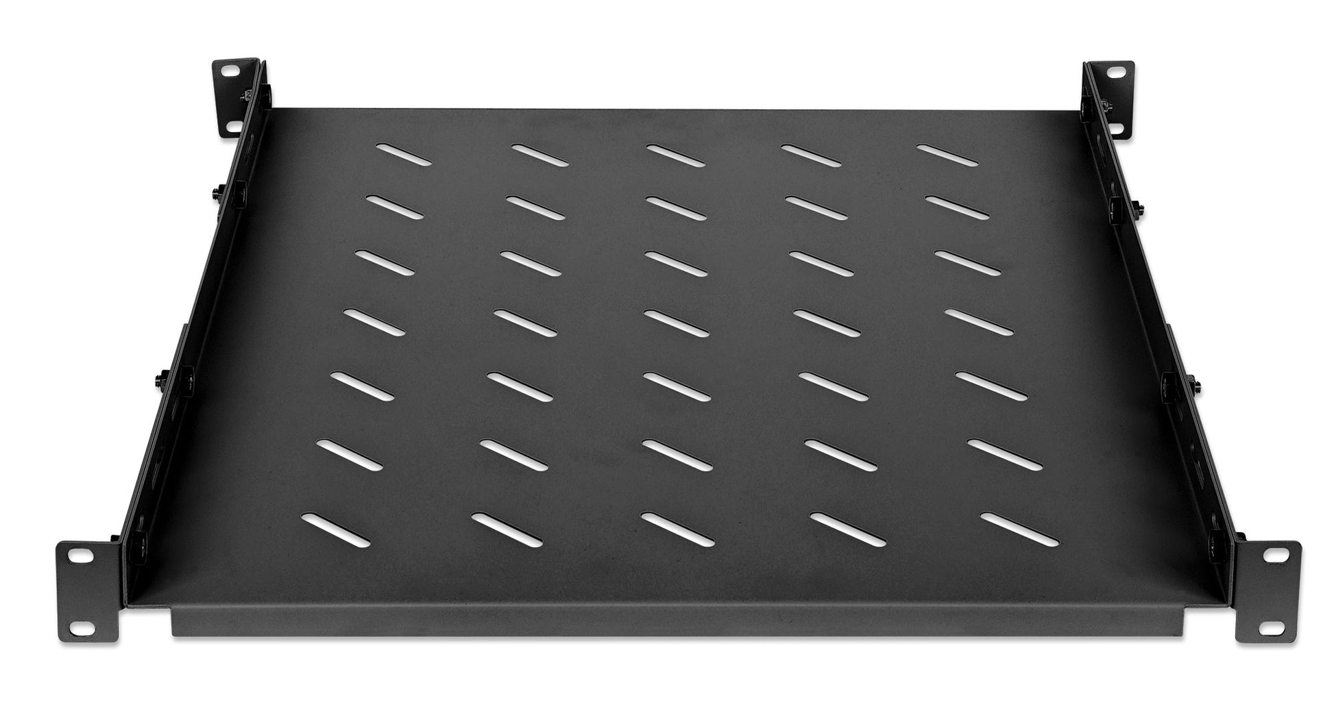 19" Shelf with Variable Rails for Fixed Mounting, Shelf Depth 550 mm, Black Image 3