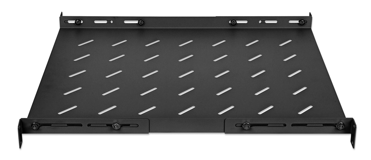 19" Shelf with Variable Rails for Fixed Mounting, Shelf Depth 550 mm, Black Image 4
