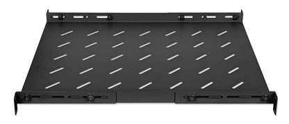 19" Shelf with Variable Rails for Fixed Mounting, Shelf Depth 550 mm, Black Image 4